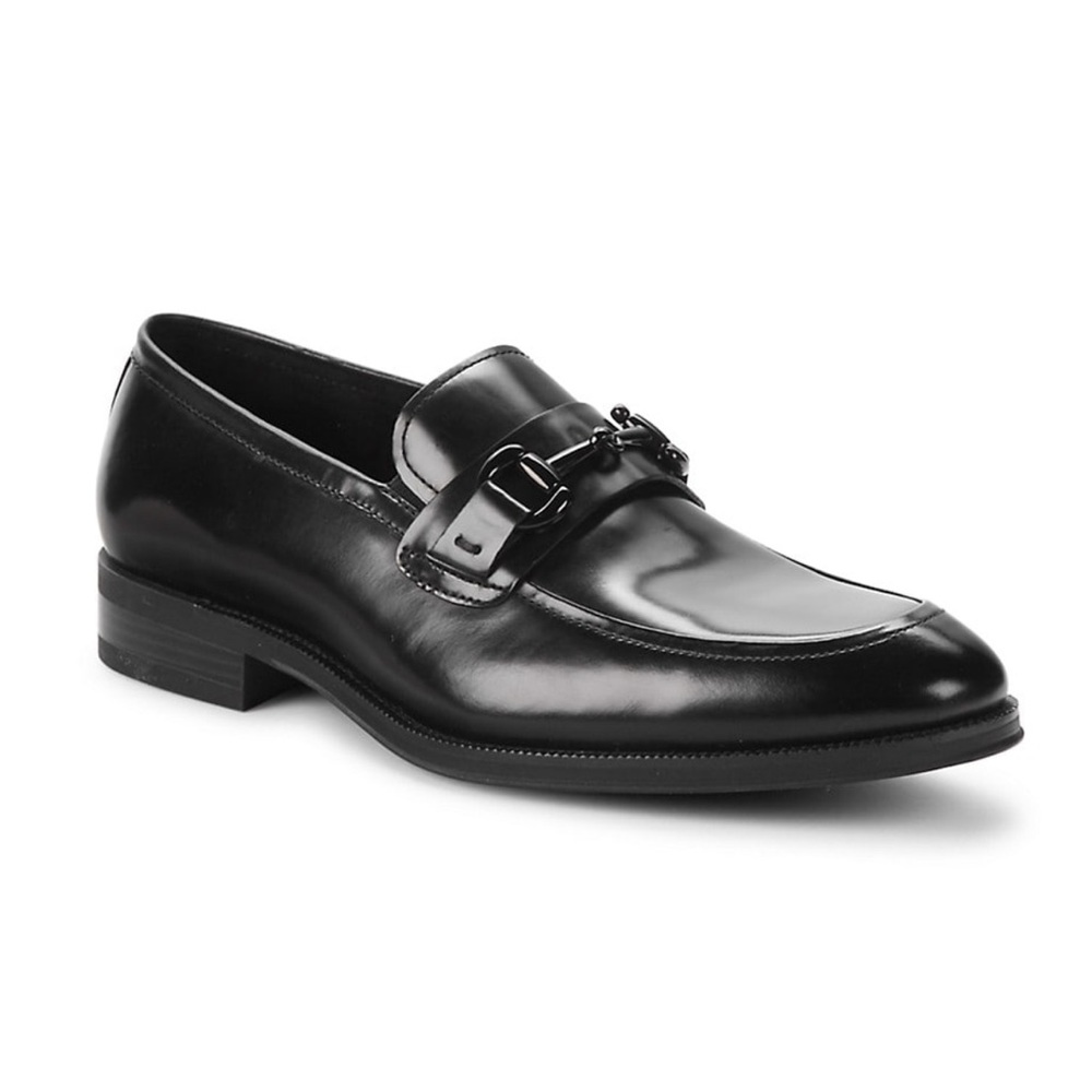 KENNETH COLE NEW YORK — BLACK, BROCK LEATHER SLIP-ON LOAFER, SIZE MENS US 8.5M